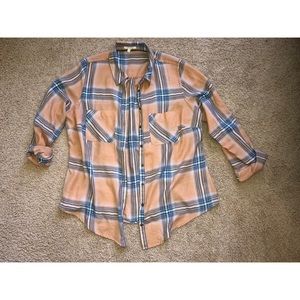 Mustard and Blue Lightweight Flannel